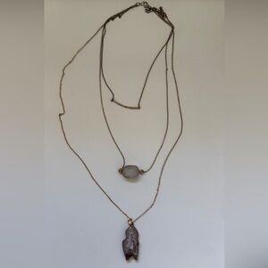 Purple Agate Stone Gold Layer Necklace